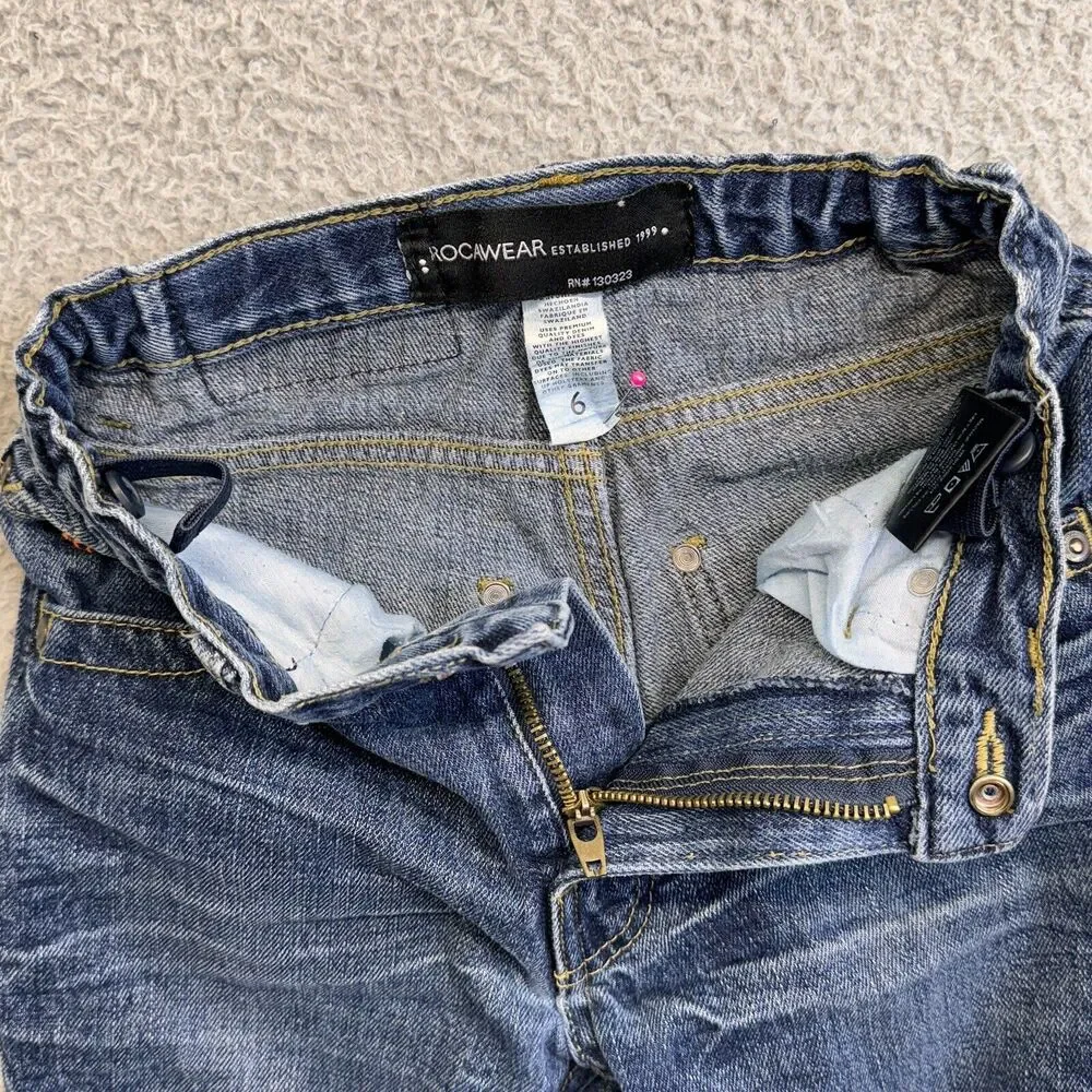 ROCAWEAR Jeans Kids 6 Blue Straight Wide Leg Unisex Vintage Y2K Baggy Grunge